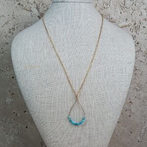 Gold/Turquoise Teardrop Pendant Necklace
